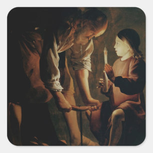 St Joseph snickaren Fyrkantigt Klistermärke
