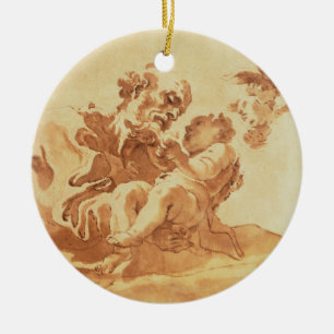 St Joseph som älskar Kristusbarnet (skriva, bläc Julgransprydnad Keramik