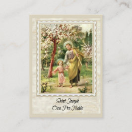 St Joseph som går med det Jesus Memorare Visitkort