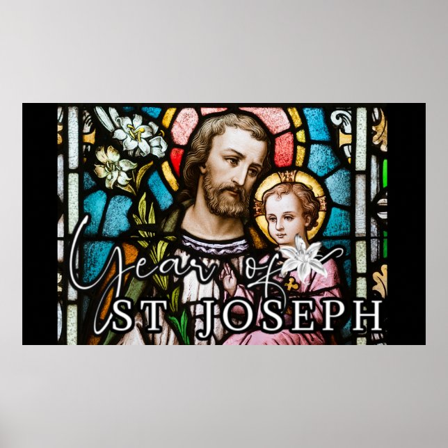 St. Joseph Stached Glass Religiösa Jesus Poster (Framsidan)