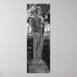 St. Joseph Statue Black and White Photograph Poster