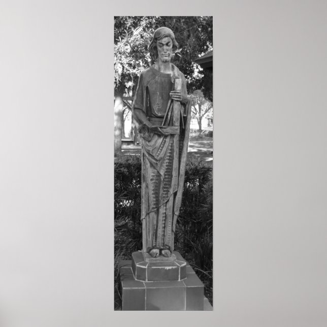 St. Joseph Statue Black and White Photograph Poster (Framsidan)