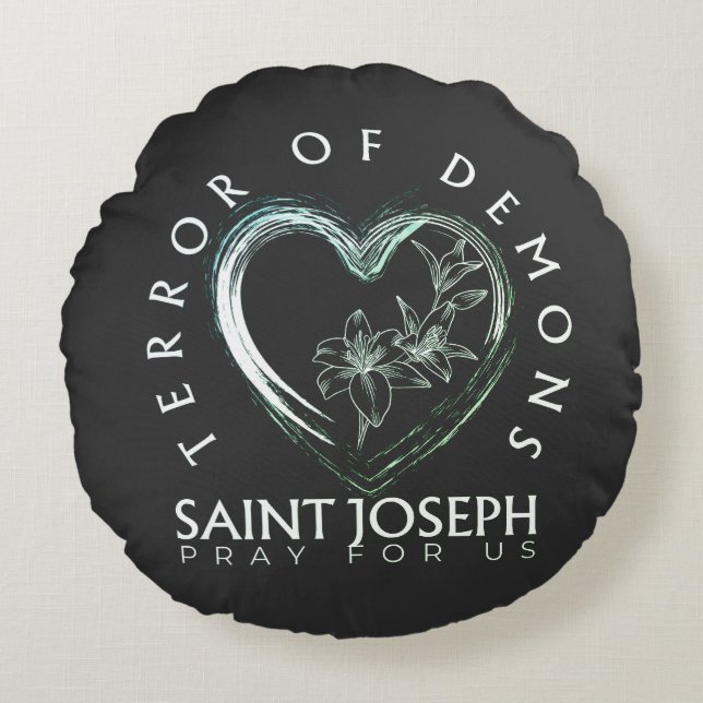 St Joseph Terror of Demons Rund Kudde (Framsidan)