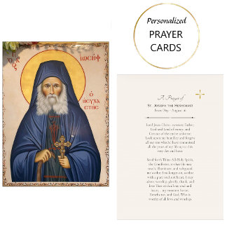 St. Joseph the Hesychast Orthodox Prayer Card      Placeringskort
