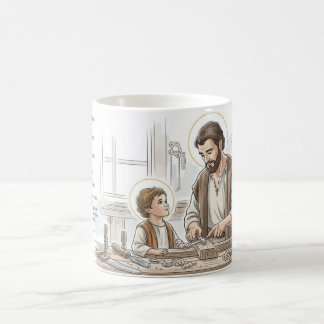 St Joseph the Worker and Child Jesus, Catholic Mug Kaffemugg