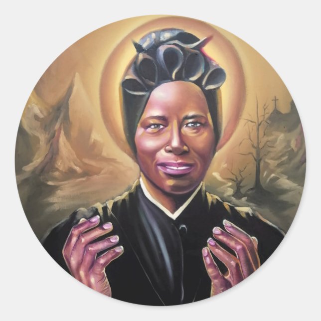 St. Josephine Bakhita Sticker Runt Klistermärke (Framsida)