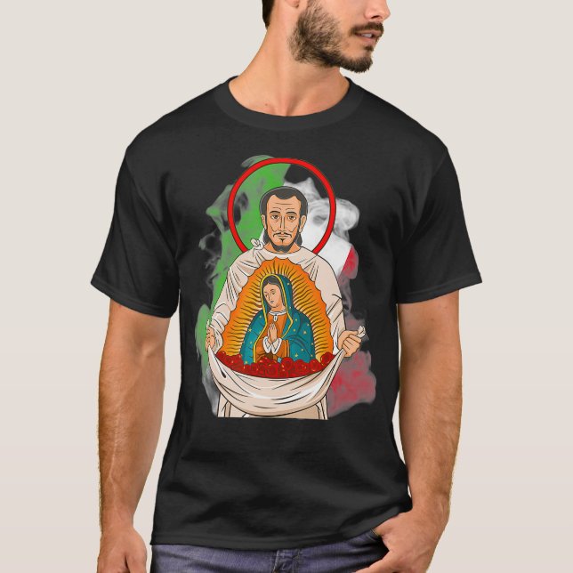 St Juan Diego y Virgen de Guadalupe  T Shirt (Framsida)