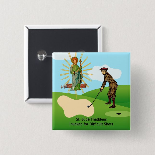 St. Jude Thaddeus och Panic-fatckare Knapp (Framsida & baksida)