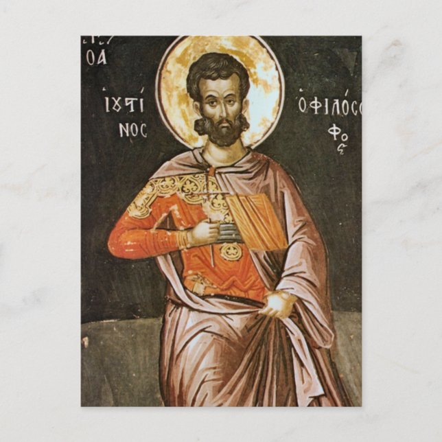 St. Justin Martyr Orthodox Christian Icon Vykort (Framsida)