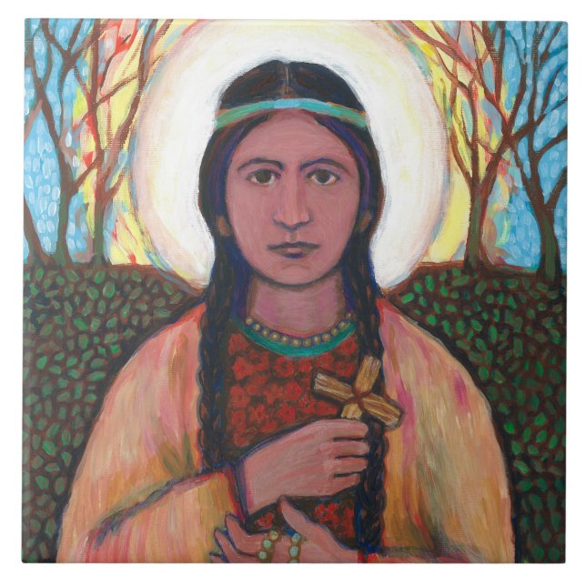 St Kateri Tekakwitha Kakelplatta (Framsidan)