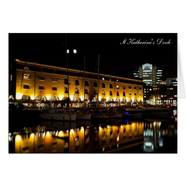 St Katherines Dock London night View Hälsningskort (Framsidan Horizontal)