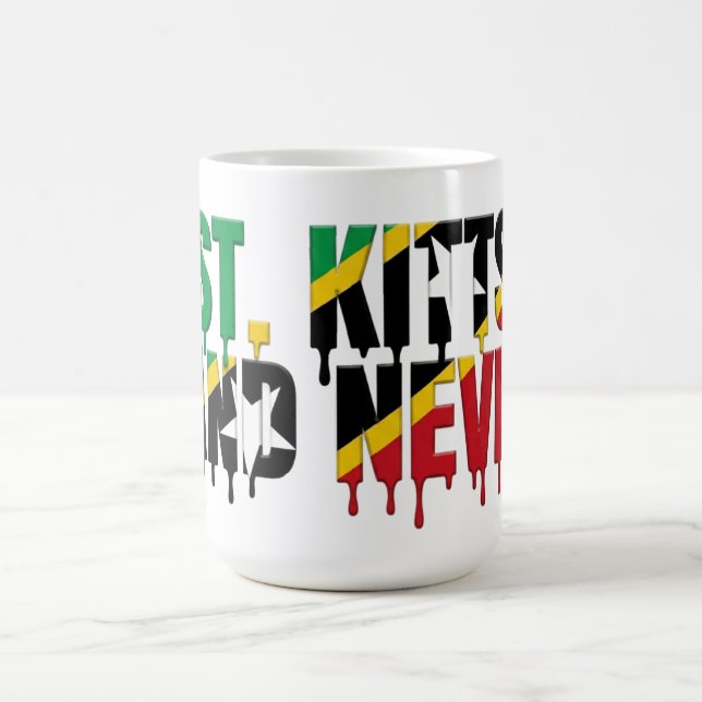 St. Kitts Drip Text | Karibisk flaggdesign | Fan Kaffemugg (Center)