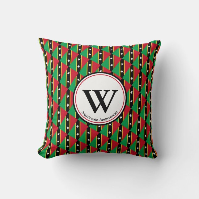 ST KITTS NEVIS Anpassad monogram Lägg till ditt na Kudde (Framsida)