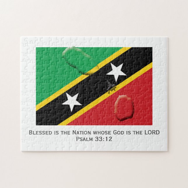 ST KITTS NEVIS | Blad nation | KITTITISKA FLAGGA Pussel (Horisontell)