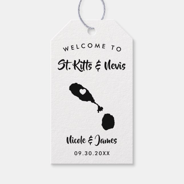 St. Kitts & Nevis Bröllop Welcome Bag Märkre, Kart Presentetikett (Framsidan)