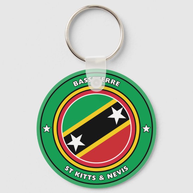 St Kitts & Nevis-Flagga Cirkel Nyckelring (Framsida)