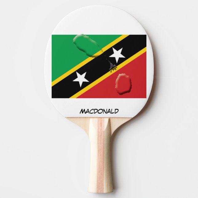 ST KITTS NEVIS FLAGGA & KARTA Personlig Black Pingisracket (Framsidan)