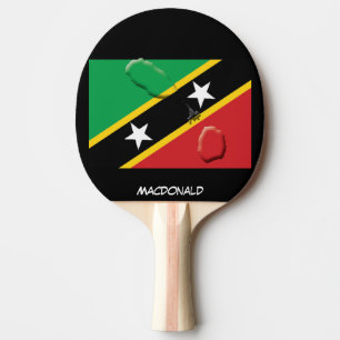 ST KITTS NEVIS FLAGGA & KARTA Personlig Svart Pingisracket