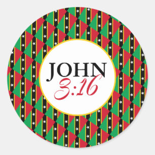ST KITTS NEVIS Gud så älskade världen John 3:16 Runt Klistermärke