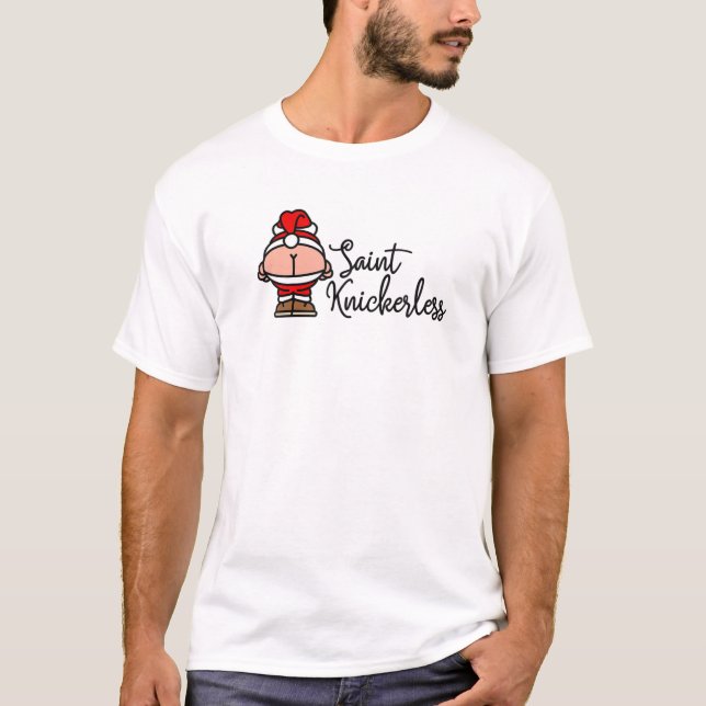 St. Knickerless Funny Mooning Jultomten Pun Chri T Shirt (Framsida)