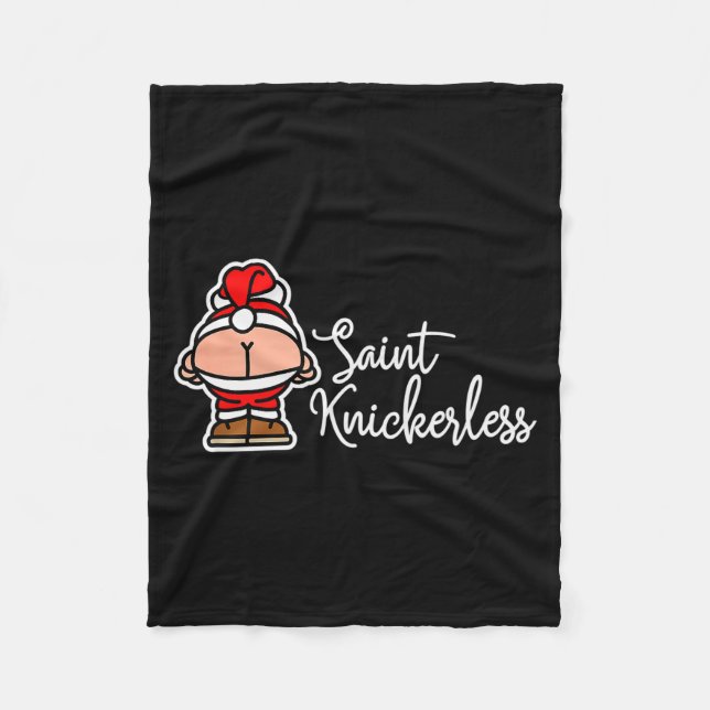 St. Knickerless Funny Mooning Santa Claus Christma Fleecefilt (Framsidan)