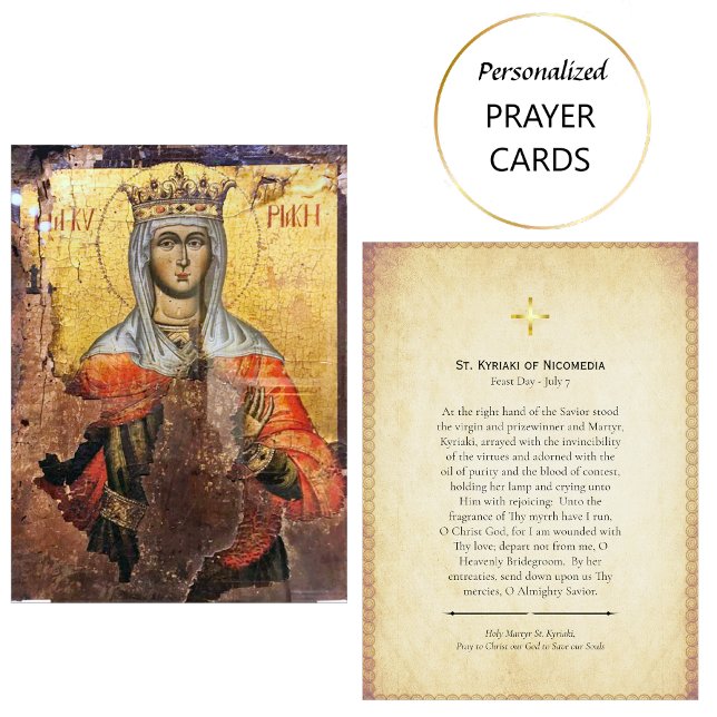 St. Kyriaki of Nicomedia Orthodox Prayer Card      Placeringskort (Skapare uppladdad)