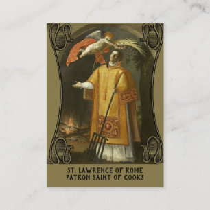 St. Lawrence av Rome, skyddshelgon av kockar Visitkort