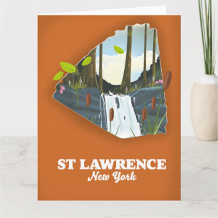 St Lawrence New York Travel-affisch Kort