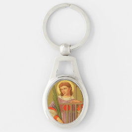 St. Lawrence of Rom (PM 04) Ovalt Silverfärgad Nyckelring