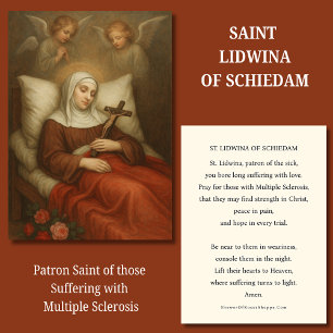 St. Lidwina of Schiedam Prayer Många Sclerosis Visitkort