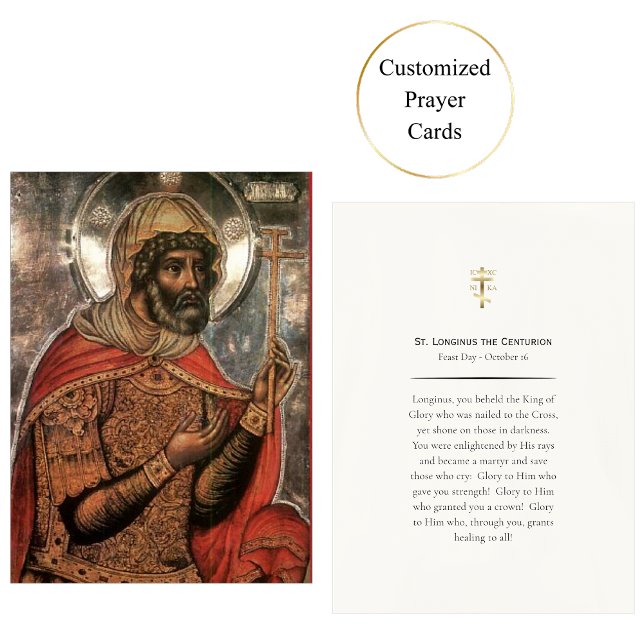 St. Longinus Orthodox Christian Prayer Card Placeringskort (Skapare uppladdad)