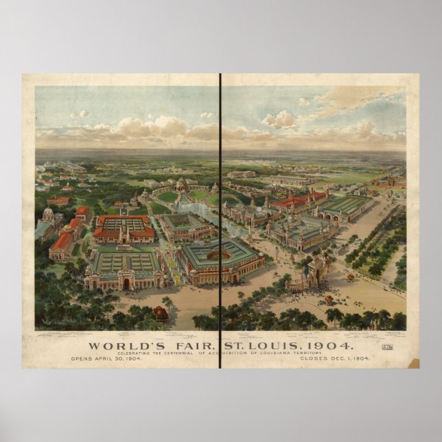 St Louis 1904 World's Fair Expo Antique Panorama Poster (Framsidan)