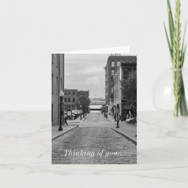 St Louis Alley Grayscale Thinking of you card Kort (Framsida)