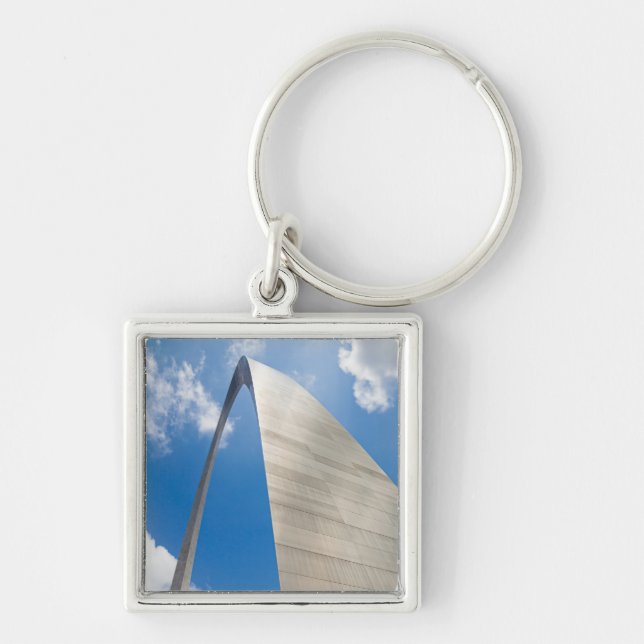 St. Louis Arch Fyrkantig Silverfärgad Nyckelring (Framsidan)