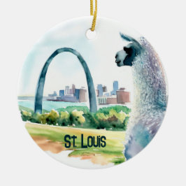 St. Louis Arch Llama Souvenir Julgransprydnad Keramik