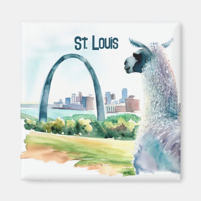 St. Louis Arch Llama Souvenir Magnet (Framsidan)