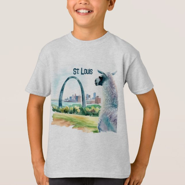 St. Louis Arch Llama Souvenir T Shirt (Framsida)
