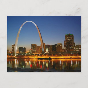 St Louis Arch Missouri om Mississippi från Natten Vykort