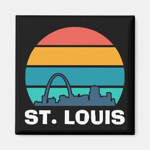 St. Louis Arch Retro Sunset Cityscape Magnet