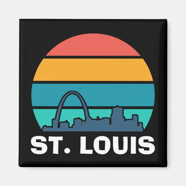 St. Louis Arch Retro Sunset Cityscape Magnet (Framsidan)