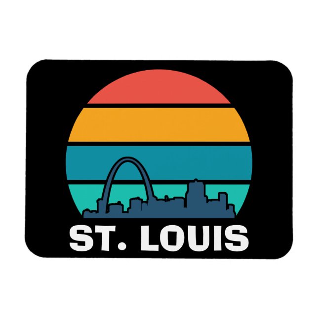 St. Louis Arch Retro Sunset Cityscape Photo Magnet (Horisontell)