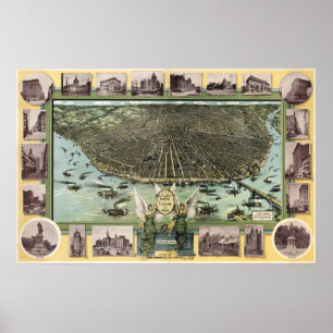 St Louis birdseye karta - 1896 (Graf) BigMapBlog Poster