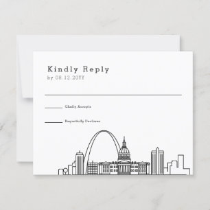 St. Louis Bröllop Stylized Skyline OSA Kort