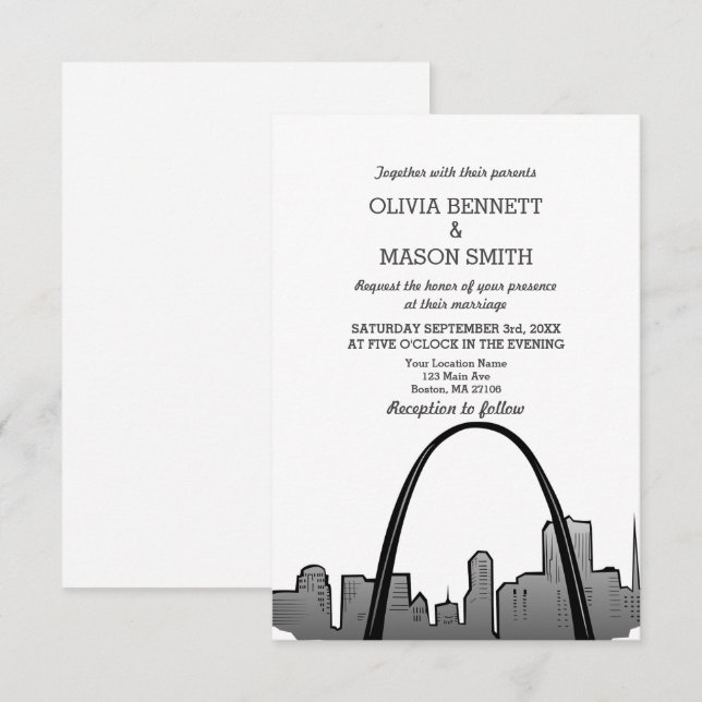 St Louis bröllopsinbjudan Missouri Saint Louis Inbjudningar (Fram/baksida)