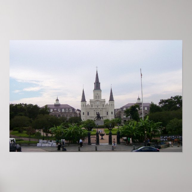 St. Louis Cathedral och Jackson Square Poster (Framsidan)