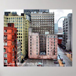St. Louis cityscape City Färg av Christy Marti Poster