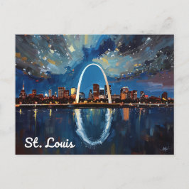 St Louis Gateway Arch City Art Vykort