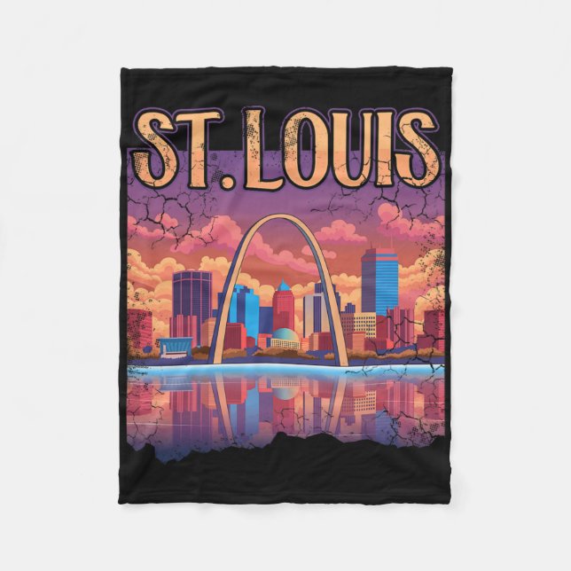St Louis Gateway Arch Missouri Cityscape Skyline Fleecefilt (Framsidan)