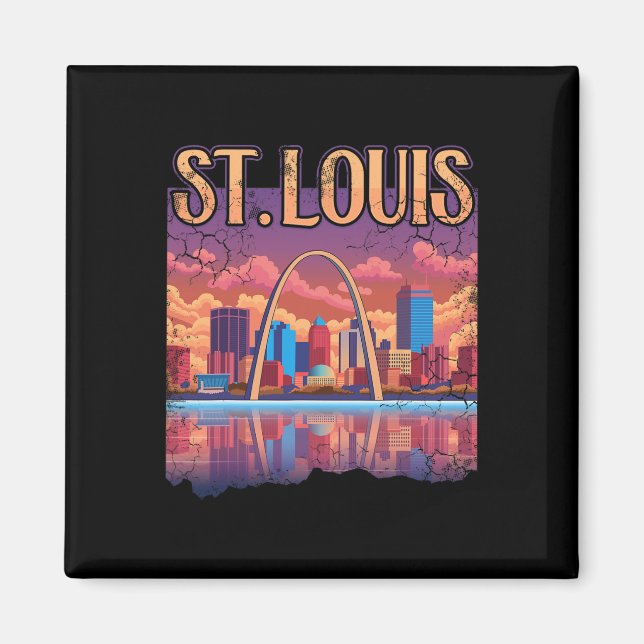 St Louis Gateway Arch Missouri Cityscape Skyline Magnet (Framsidan)