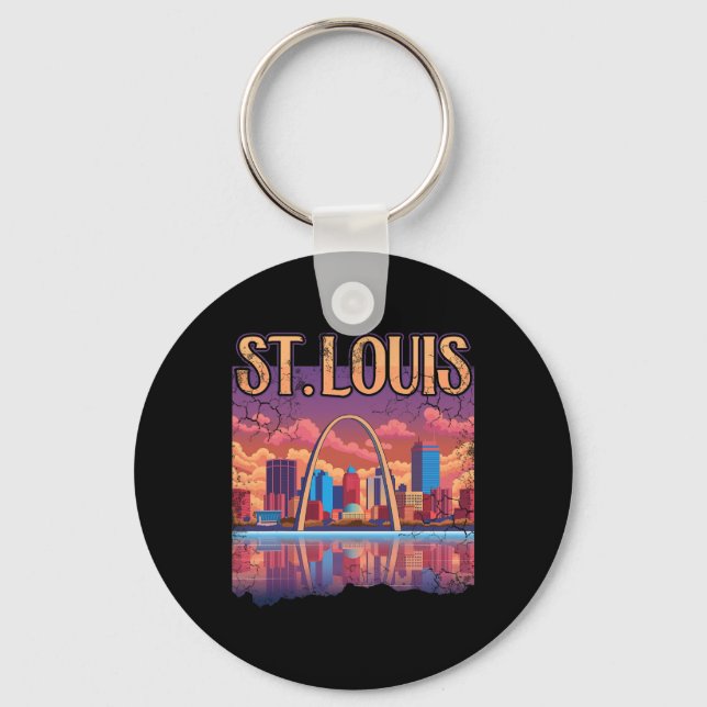 St Louis Gateway Arch Missouri Cityscape Skyline Nyckelring (Framsida)